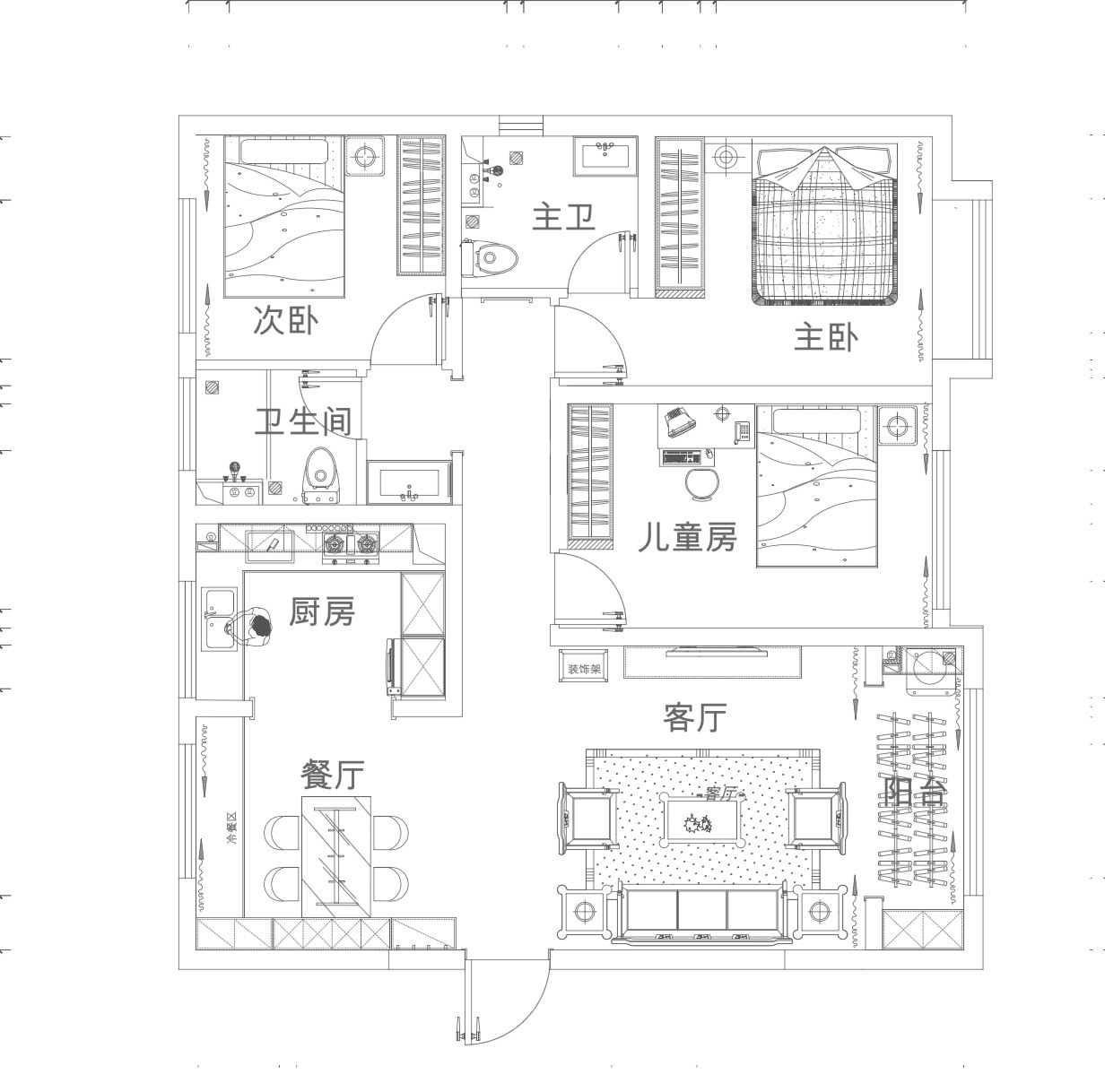 融創(chuàng)中心現(xiàn)代簡約風格戶型圖裝修效果圖