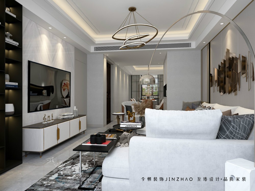 融創(chuàng)中心現(xiàn)代簡約風格客廳裝修效果圖