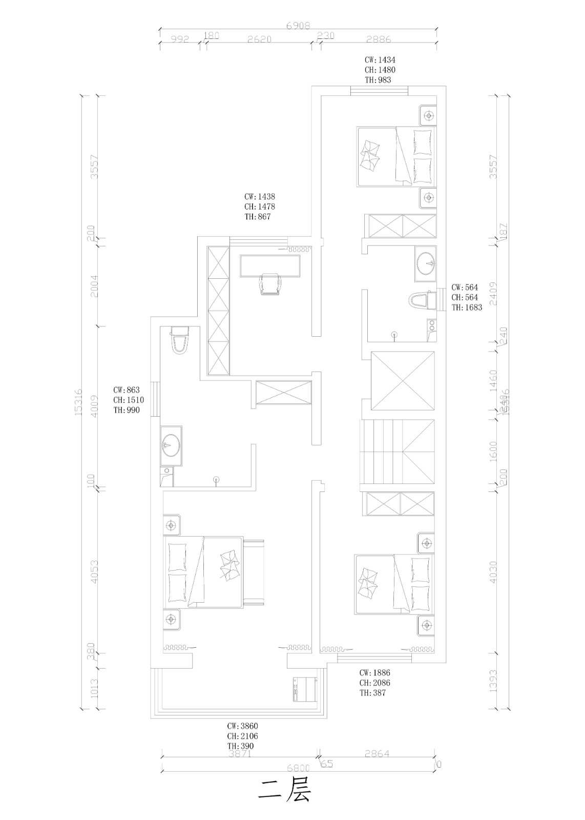 萬德世家底躍300㎡新中式風(fēng)格戶型圖裝修效果圖